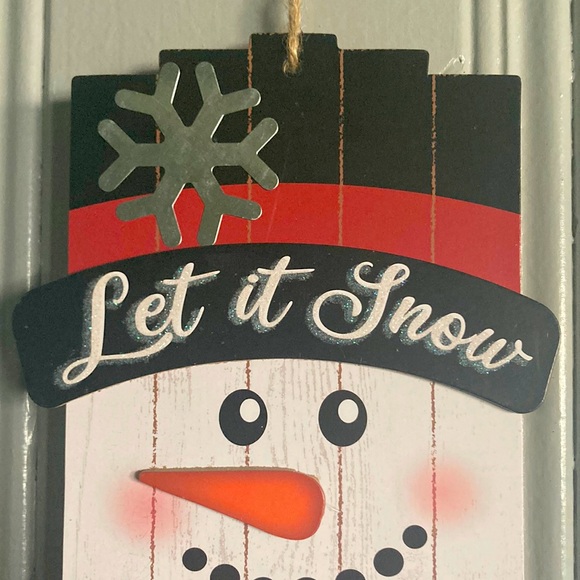NWT Precious Holiday Glitter Let It Snow ⛄️ Snowman Decoration Sign w/ Metal ❄️ - Picture 4 of 11